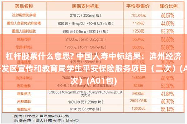 杠杆股票什么意思? 中国人寿中标结果：滨州经济技术开发区宣传和教育局学生平安保险服务项目（二次）(A01包)