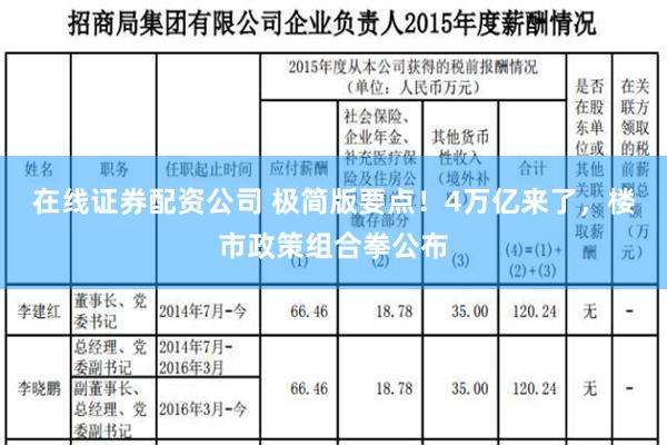 在线证券配资公司 极简版要点！4万亿来了，楼市政策组合拳公布